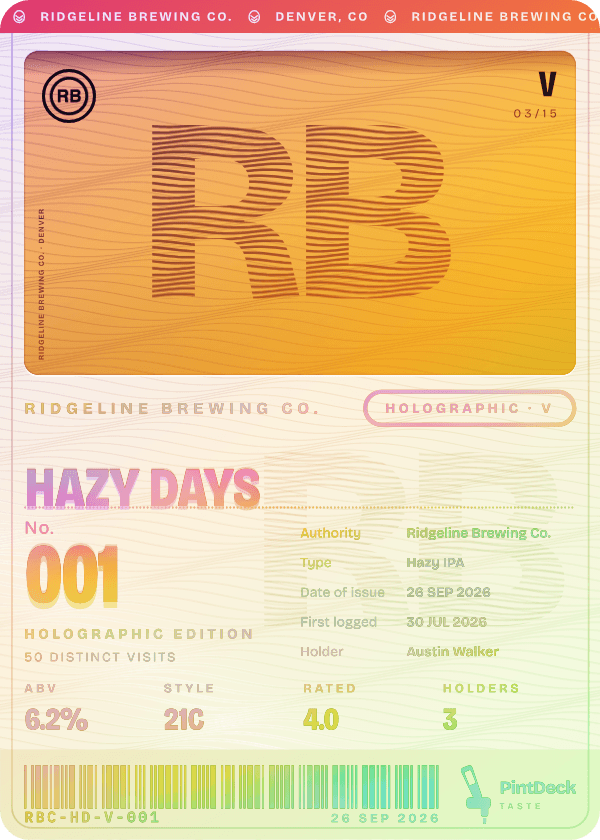 Hazy Days, Holographic edition, No. 001: the top of the ladder at Ridgeline Brewing Co.